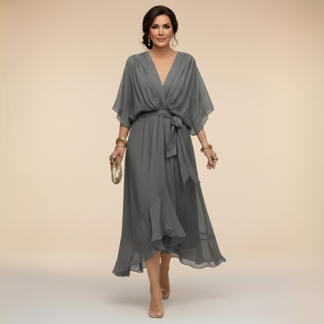 Chiffon V-Neck Maxi Dress for Women