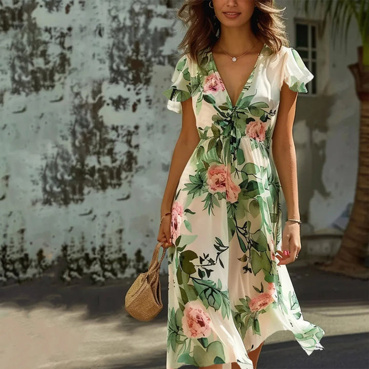 Floral Dress for Women - Elegant Spring Summer Midi Dress