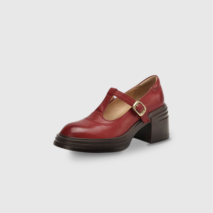 Chunky Heel Mary Jane Pumps With Ankle Strap