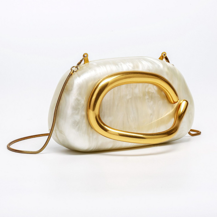 Seville Dusk Handbag | Sculptural Evening Bag with Golden Accents