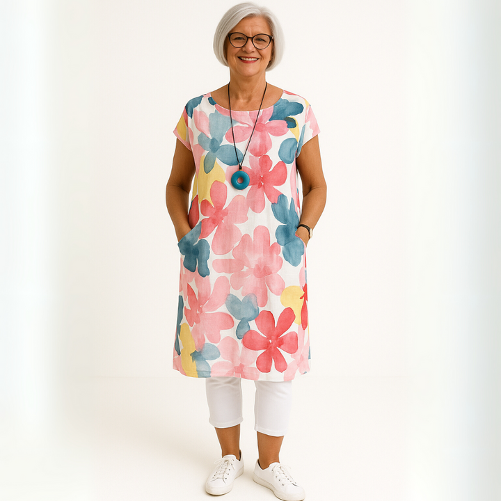 Butterfly Print Dress for Women - Relaxed Fit Summer Dress