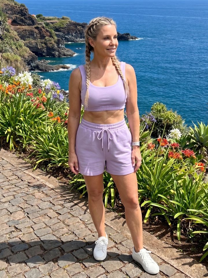 Two Piece Lounge Set Sleeveless Crop Top and Shorts