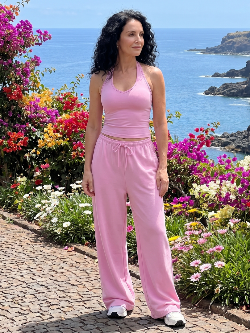 Two Piece Set Sleeveless Top and Wide Leg Pants