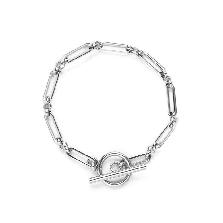 White Gold T-Bar Bracelet | Elegant Chain Link Bracelet