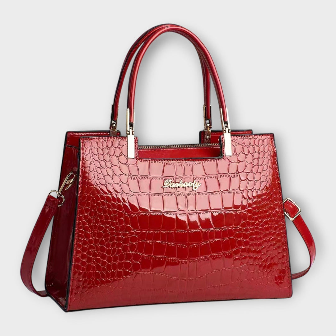 Crocodile Embossed Leather Handbag for Work and Everyday