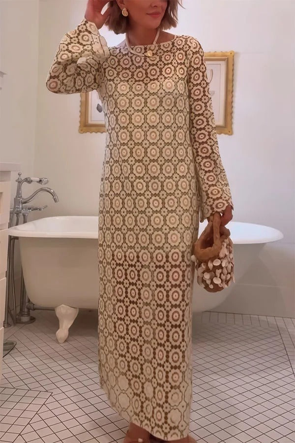 Floral Midi Dress Long Sleeve for Women