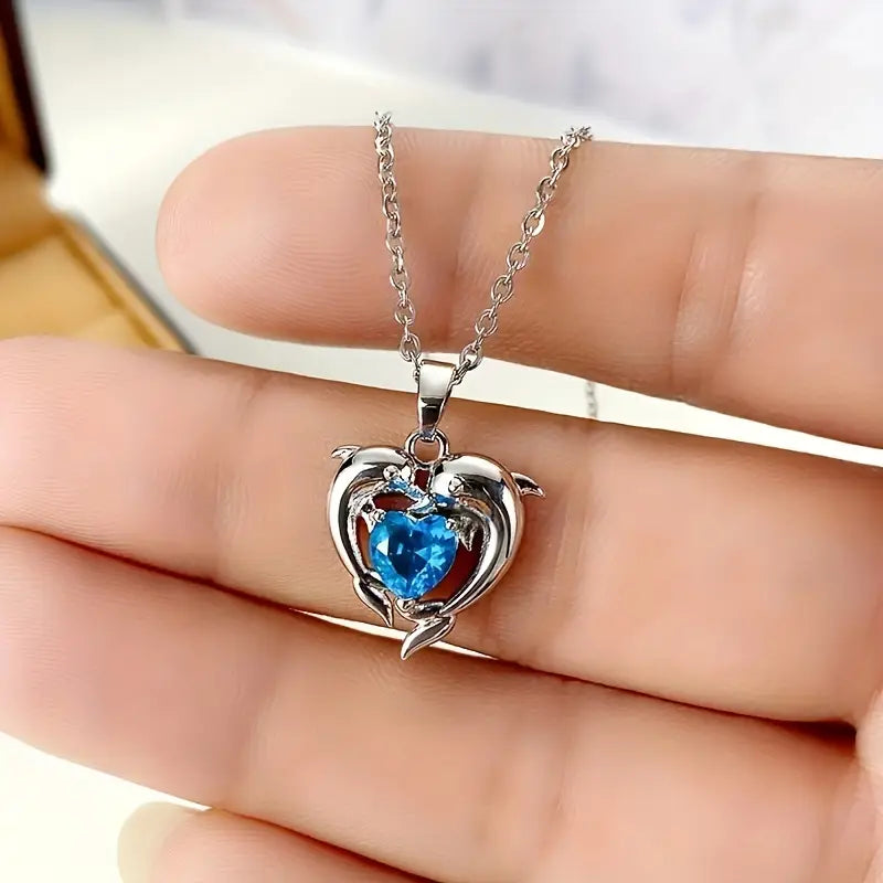 Heart Pendant Necklace in White Gold | Elegant Twin Hearts Design