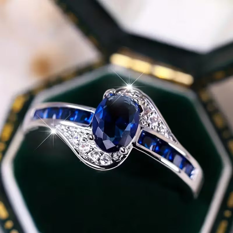 Sapphire Ring in White Gold - Modern Elegant Statement Jewelry