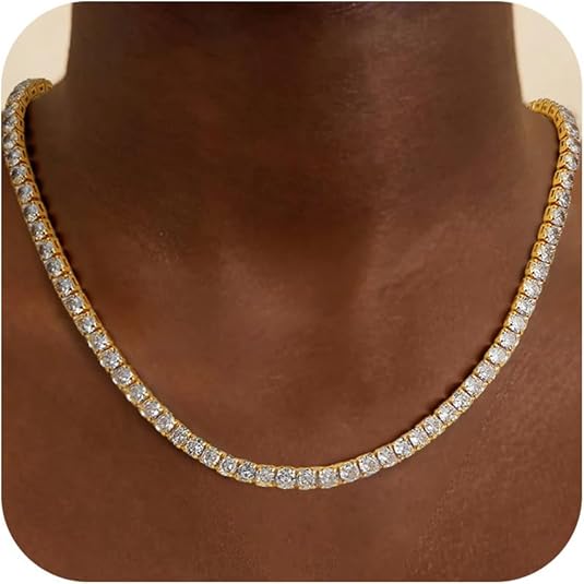 Tennis Necklace Gold | Classic Delicate Chain Necklace