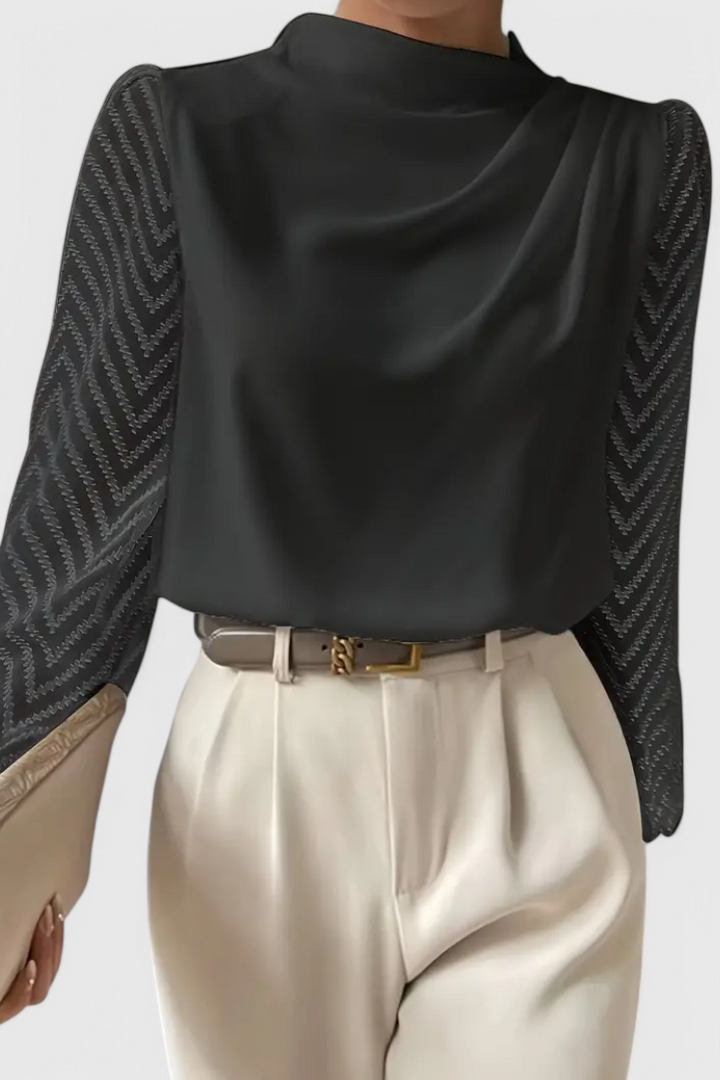 Sheer Sleeve Blouse for Women - Elegant Fluid Silhouette