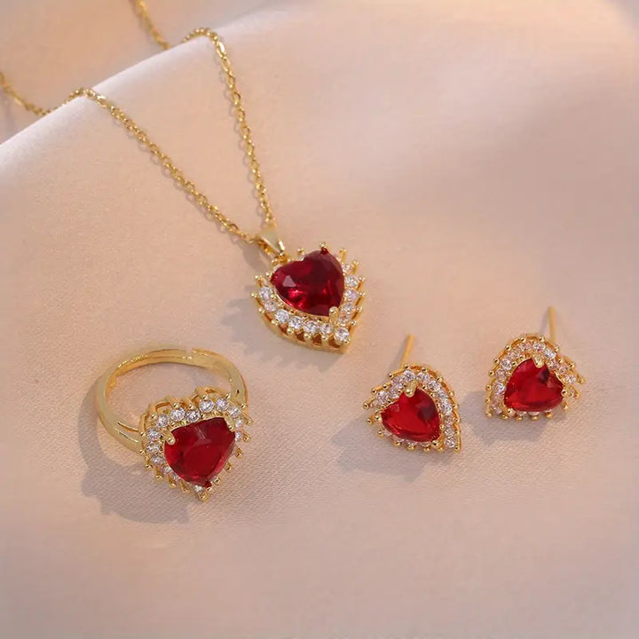 Gold Jewelry Set - Classic Necklace and Earring Set for Women