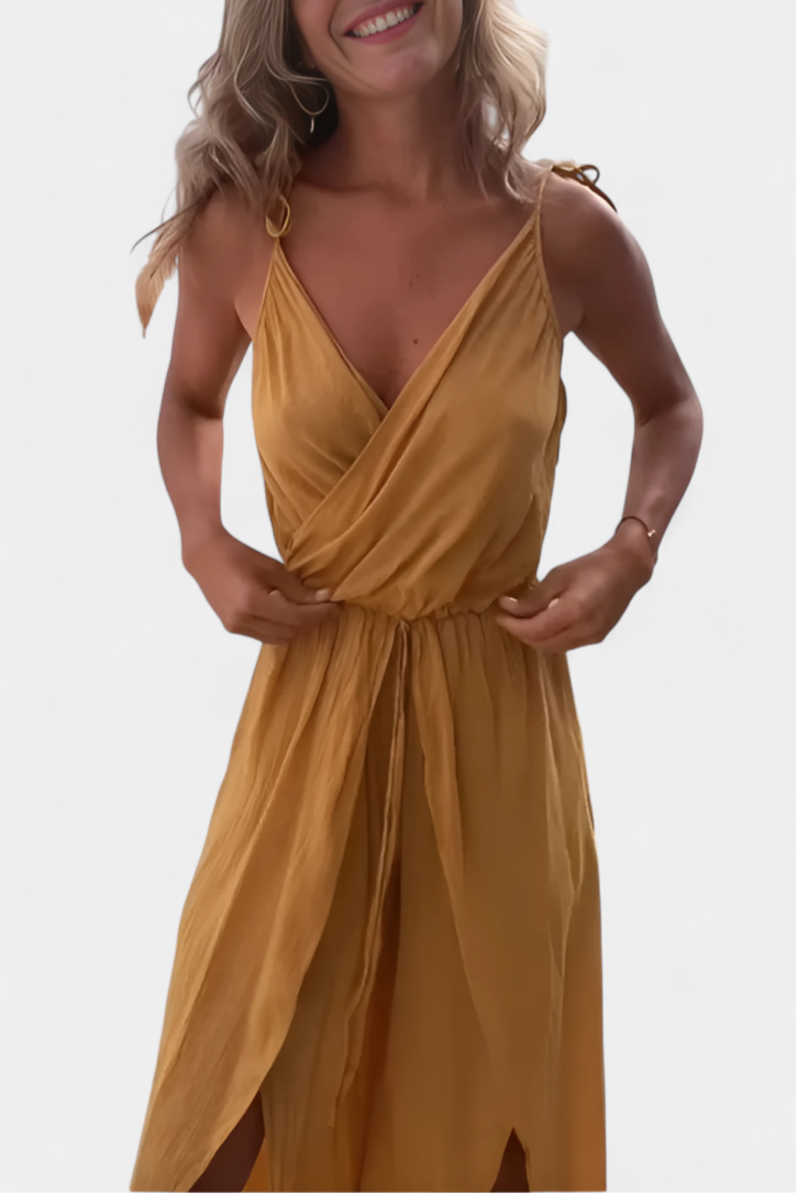 Cotton Jumpsuit Wide Leg Casual Summer Outfit with V-Neck