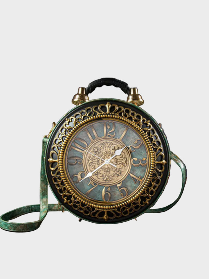 Vintage Pocket Watch Crossbody Bag with Working Clock