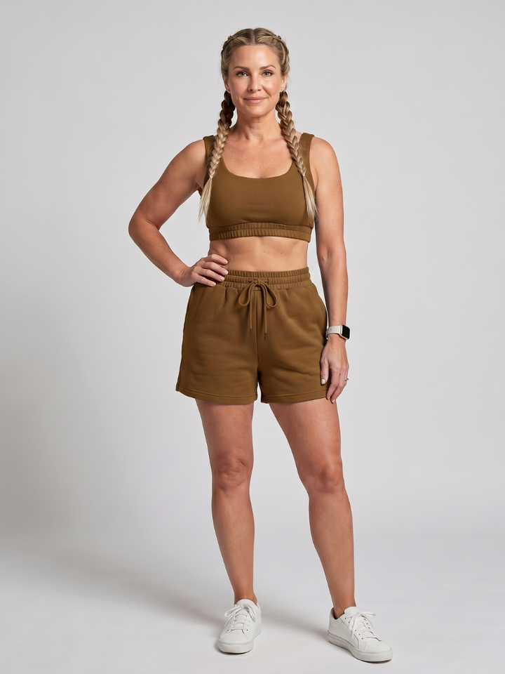 Two Piece Lounge Set Sleeveless Crop Top and Shorts