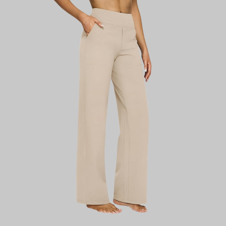 Stretch Work Pants for Women - High Waist Pull On Trousers