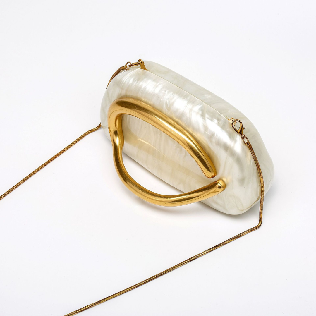 Seville Dusk Handbag | Sculptural Evening Bag with Golden Accents