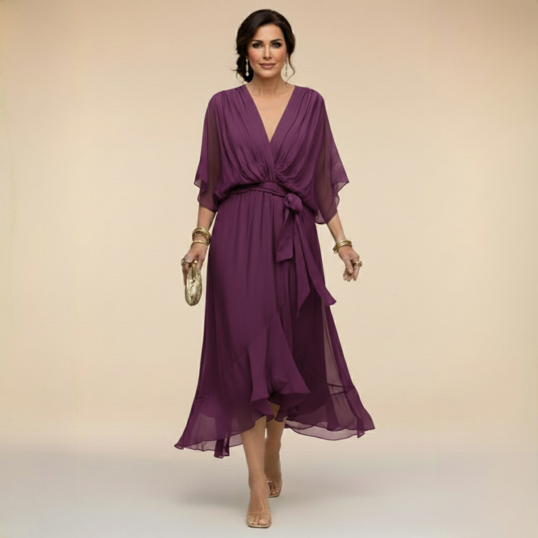 Chiffon V-Neck Maxi Dress for Women