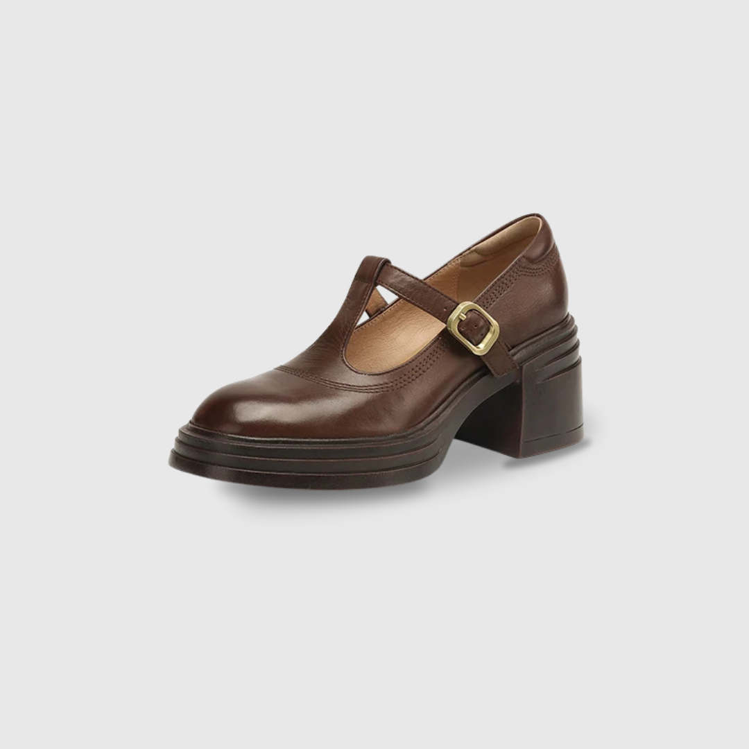 Chunky Heel Mary Jane Pumps With Ankle Strap