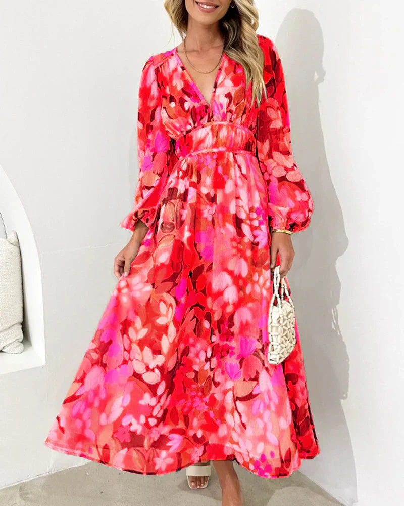 Pink Maxi Dress - Bohemian Flowy Dress for Women