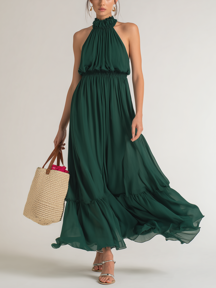 Chiffon Maxi Dress for Women - Elegant Sleeveless Evening Gown