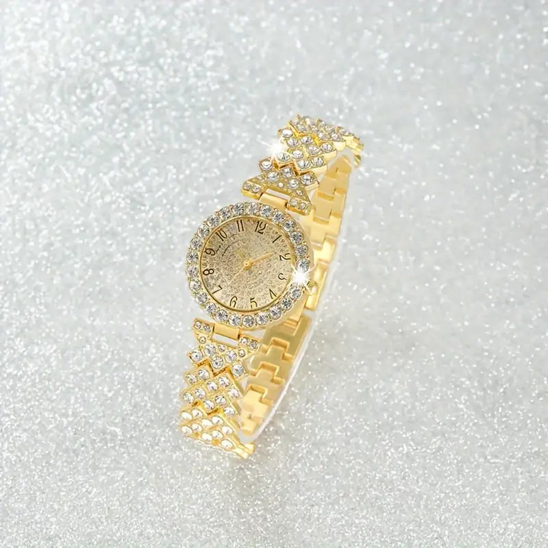 Gold Watch and Bracelet Set - Classic Timepiece Gift for Women