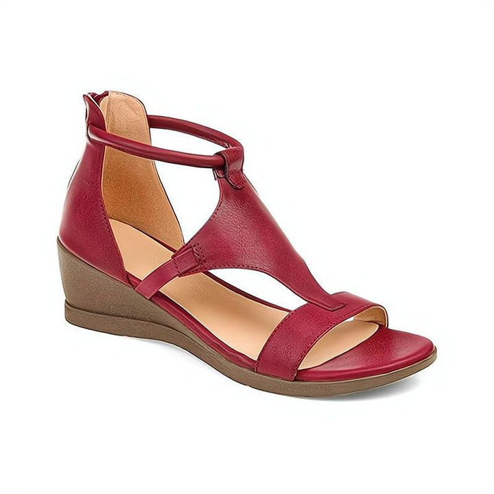 Leather Wedge Sandals for Women - Open Toe Comfort Sandals