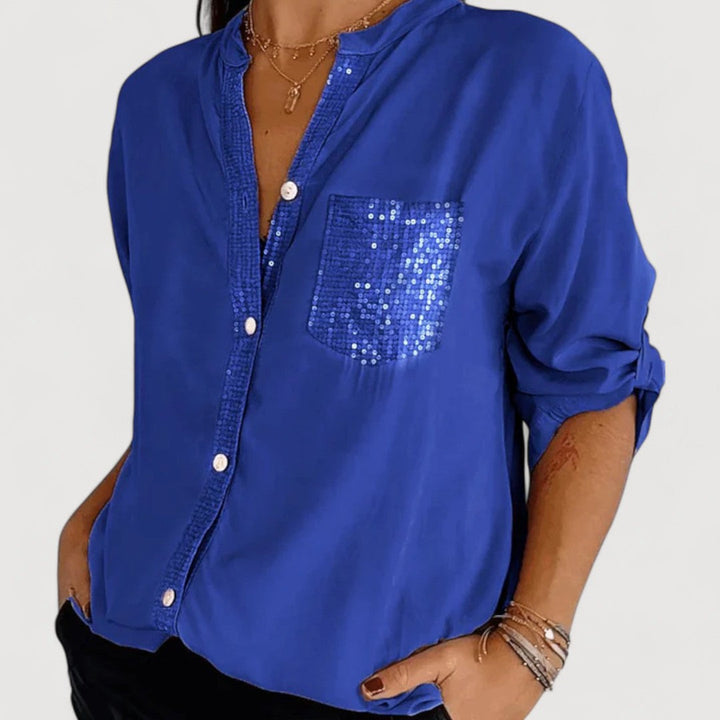 Sequin Detail Blouse for Women - Elegant Sparkle Top