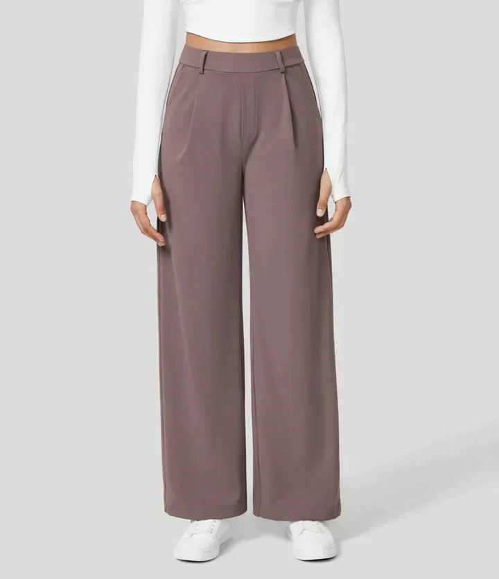 High Rise Stretch Trousers | Comfortable Straight Leg Pants