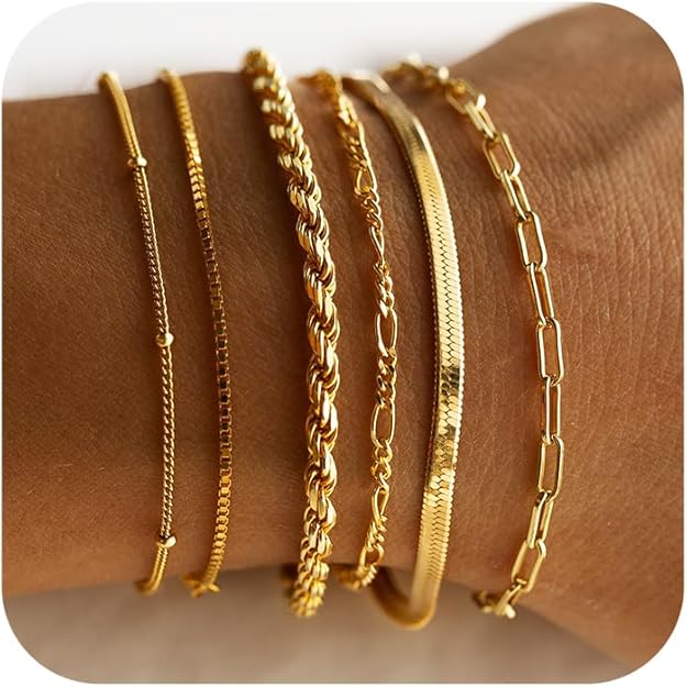 Gold Bracelet Set for Women | Layered Stacking Bracelets