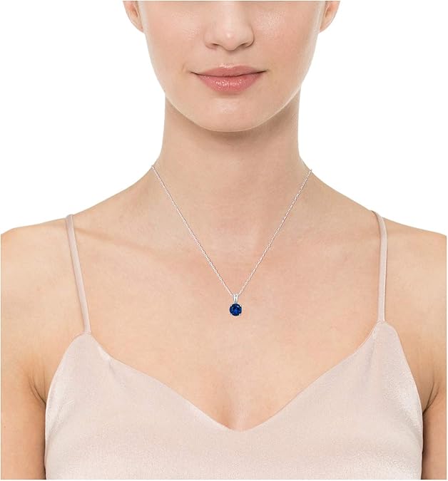 Sapphire Pendant Necklace in White Gold | Round Cut Gemstone