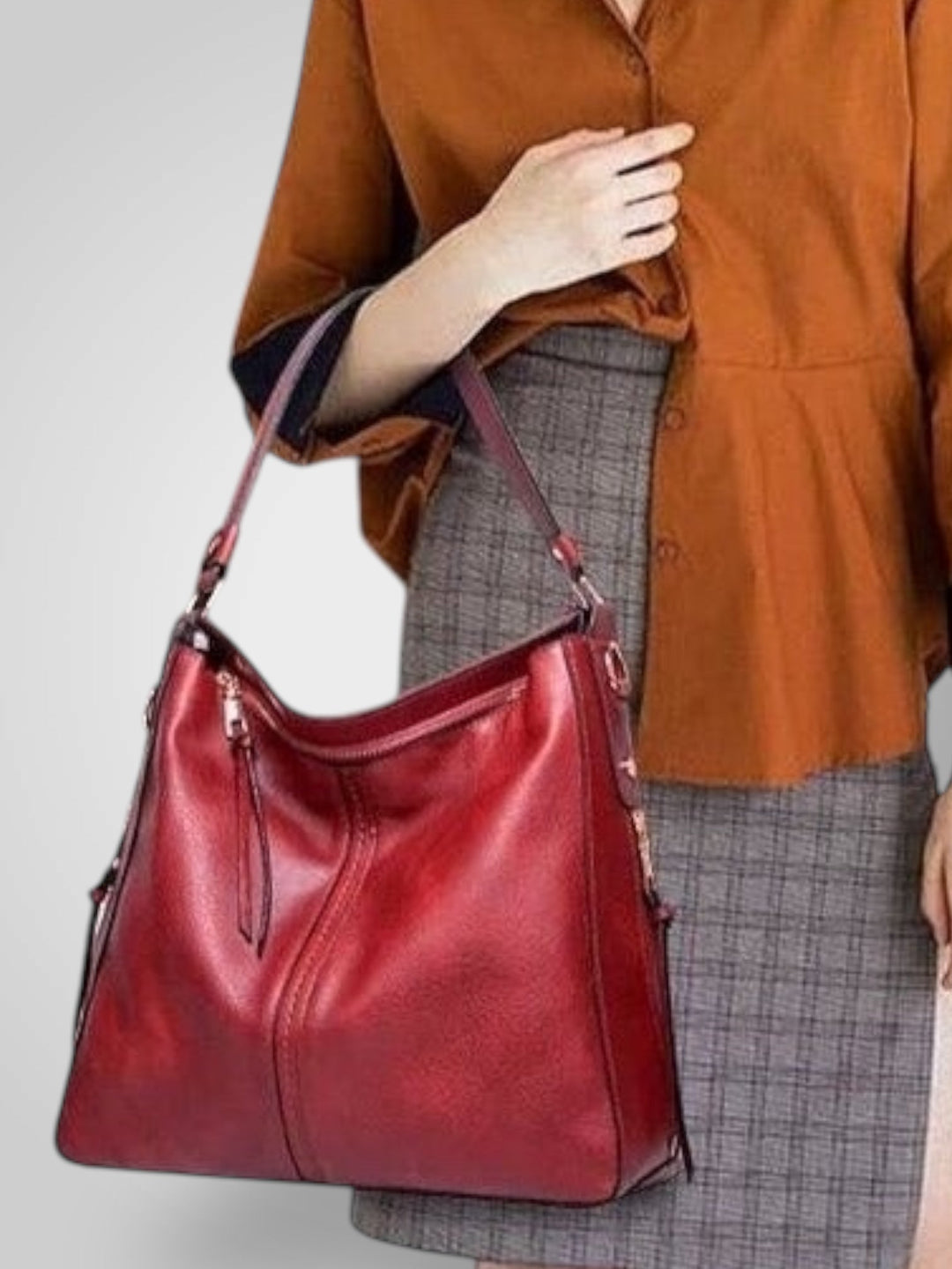Leather Tote Bag for Women with Multiple Pockets
