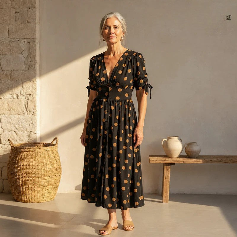 Polka Dot V-Neck Dress for Women - Timeless Everyday Style