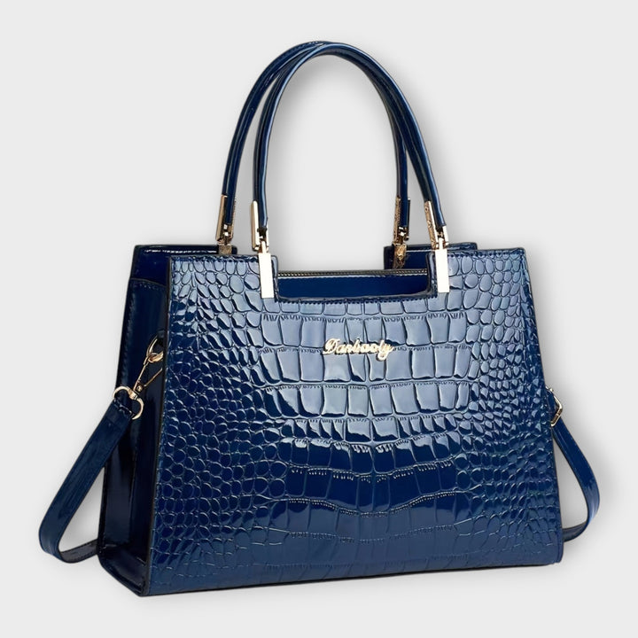 Crocodile Embossed Leather Handbag for Work and Everyday