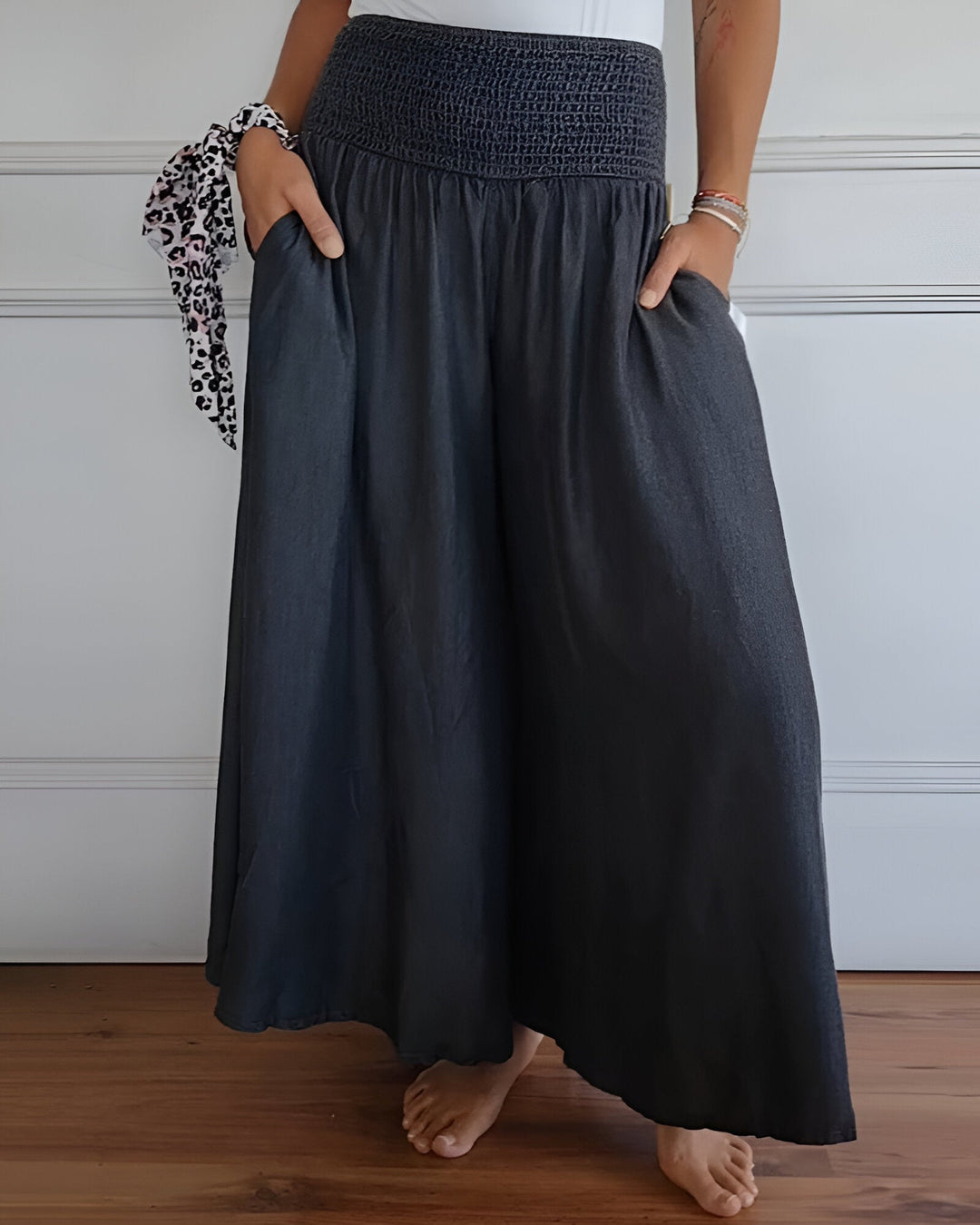 Elastic Waist Pants for Women - Comfortable Flowy Skirt Pants