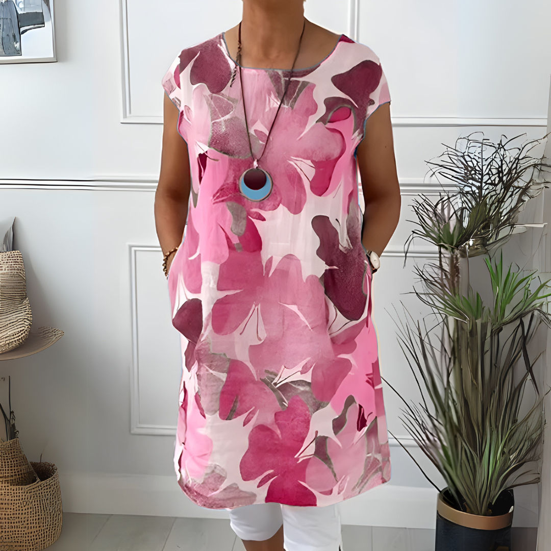 Butterfly Print Dress for Women - Relaxed Fit Summer Dress