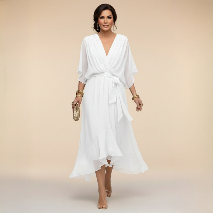 Chiffon V-Neck Maxi Dress for Women