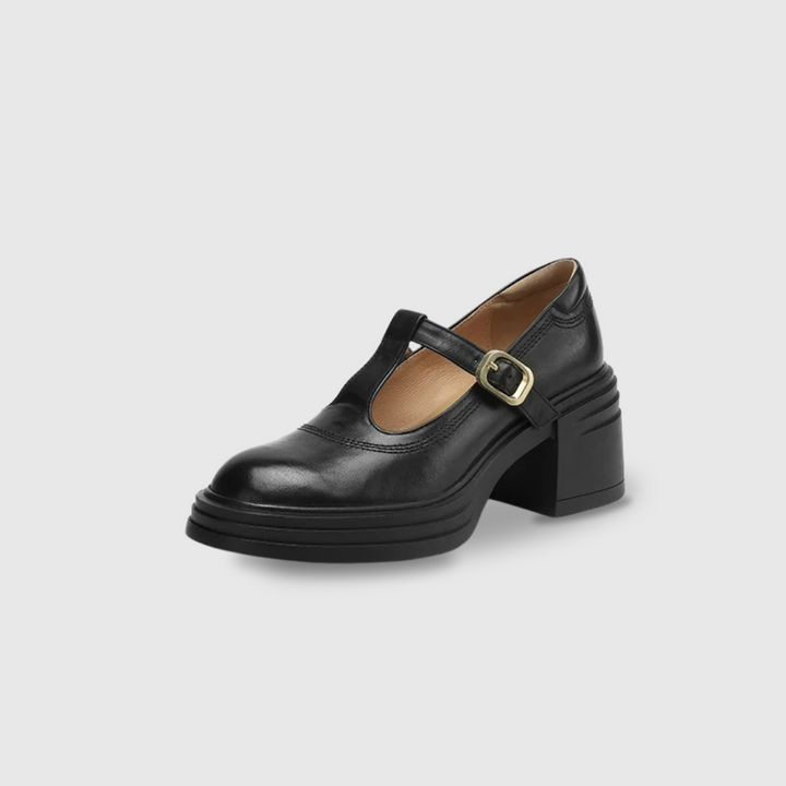 Chunky Heel Mary Jane Pumps With Ankle Strap