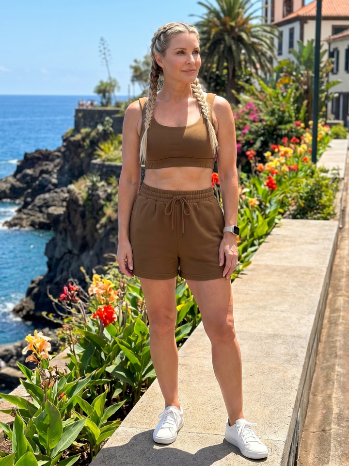 Two Piece Lounge Set Sleeveless Crop Top and Shorts