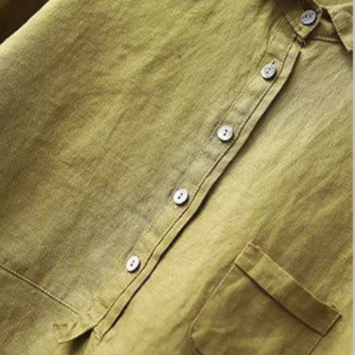 Relaxed Linen Blouse for Women - Button Front Casual Top