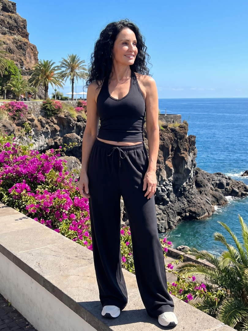 Two Piece Set Sleeveless Top and Wide Leg Pants