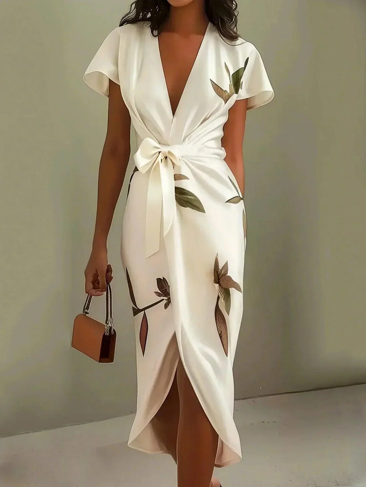 Wrap Dress for Women - Elegant Floral Print Dress