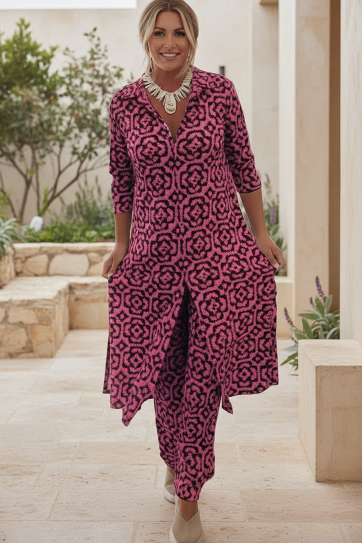 Geometric Print Matching Set for Women - Relaxed Fit Two Piece