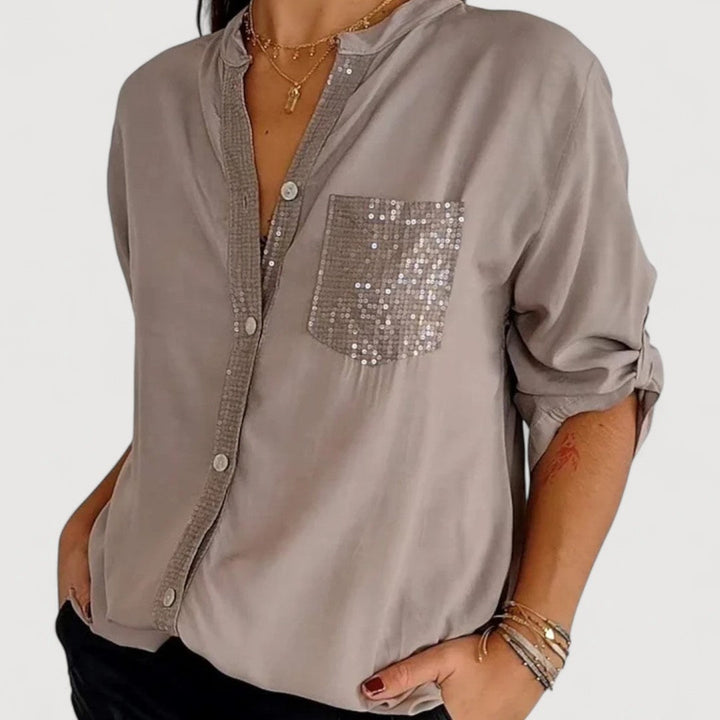 Sequin Detail Blouse for Women - Elegant Sparkle Top