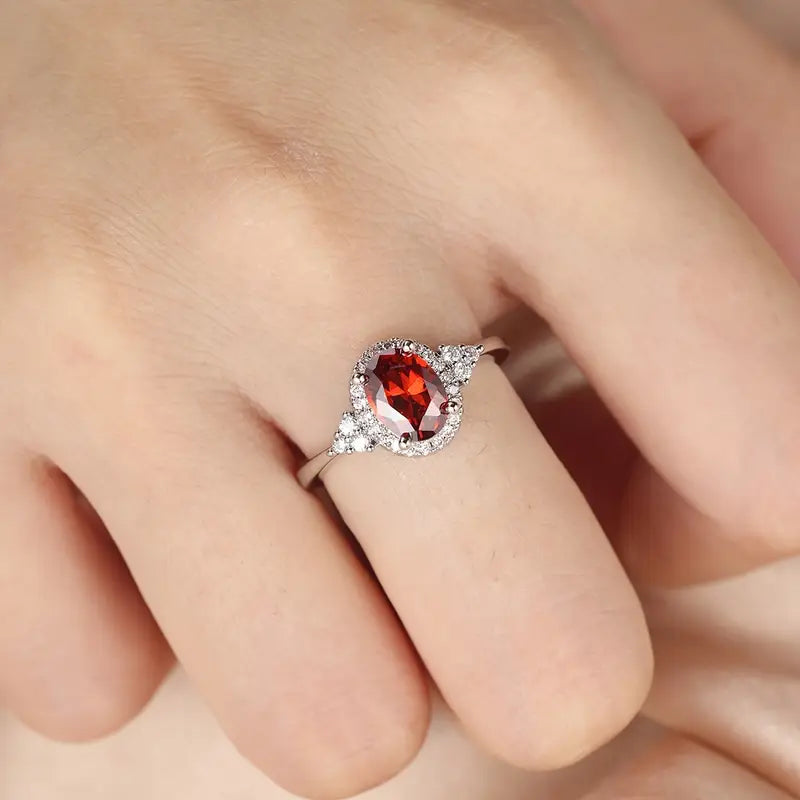 White Gold Statement Ring - Elegant Modern Design for Women