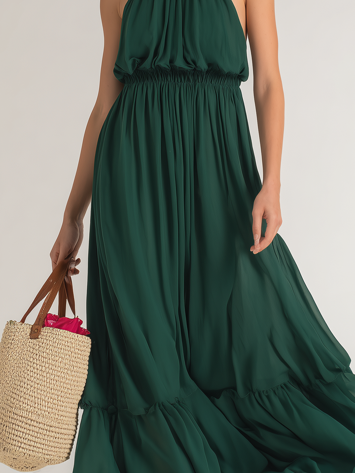Chiffon Maxi Dress for Women - Elegant Sleeveless Evening Gown