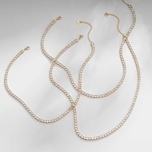 Tennis Necklace Gold | Classic Delicate Chain Necklace