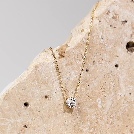 Crystal Pendant Necklace Gold | Elegant Everyday Jewelry