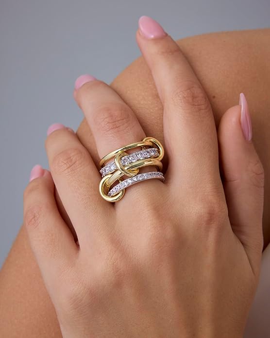 Interlocking Stackable Rings Set | Gold Tone Everyday Jewelry