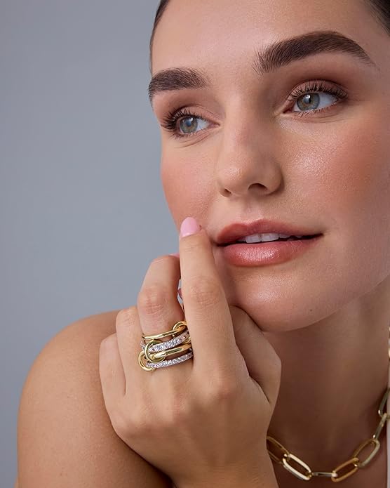 Interlocking Stackable Rings Set | Gold Tone Everyday Jewelry