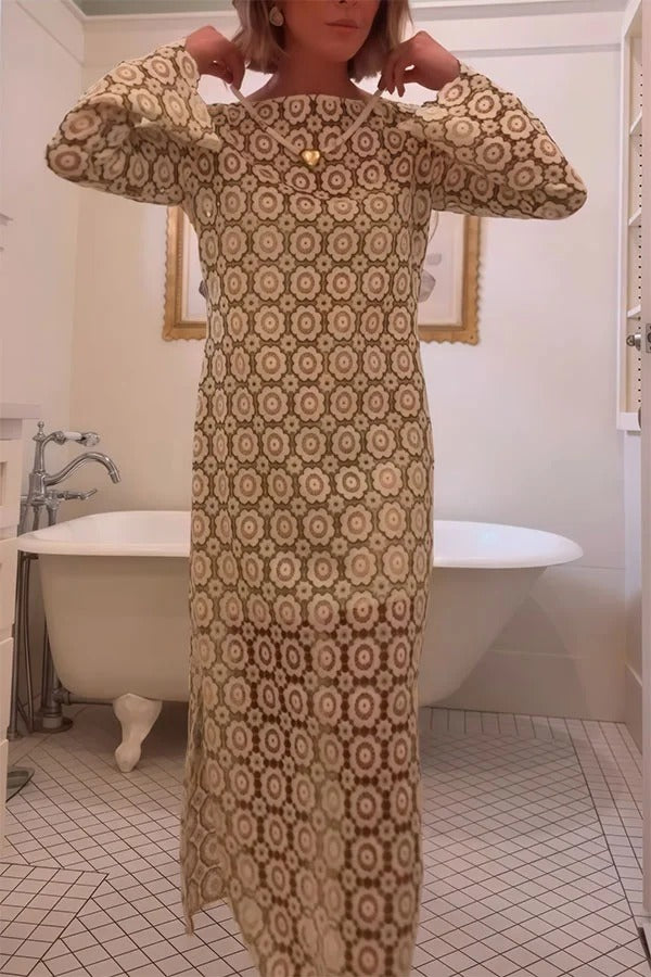 Floral Midi Dress Long Sleeve for Women